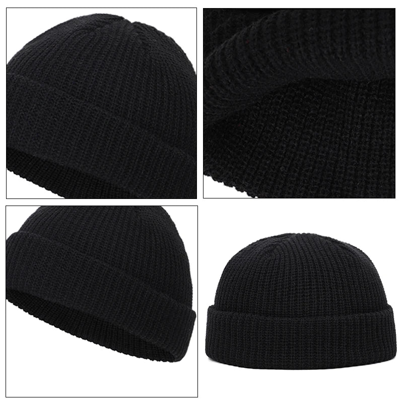 Unisex Solid Knitted Brimless Hat