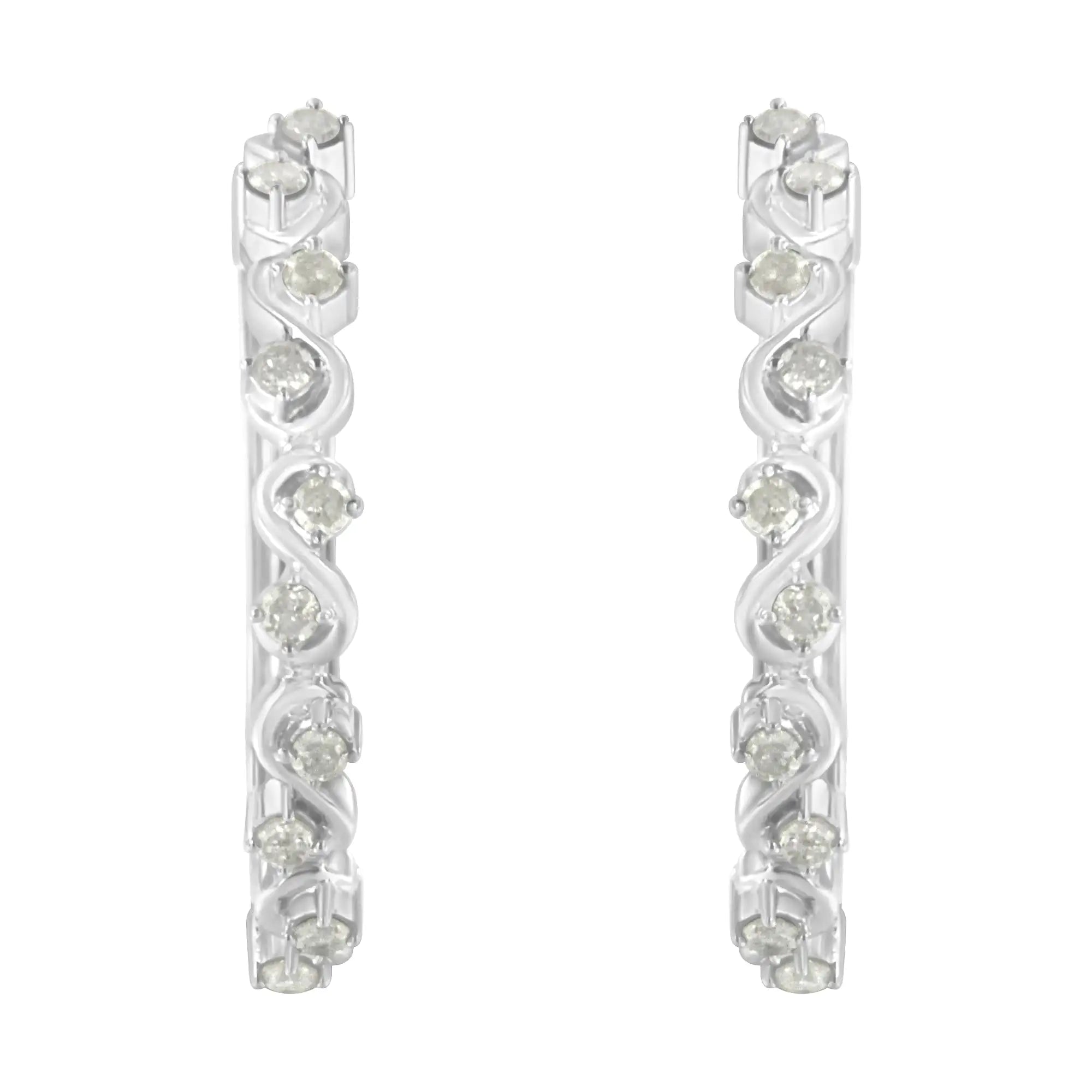 Sterling-Silver Diamond Hoop Earring (1/2 cttw, I-J Color, I3 Clarity)