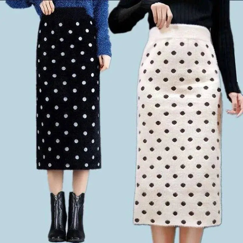 New High Waist Plaid Knitting Skirts