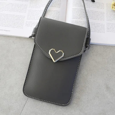 Touch Screen Smartphone Wallet with Leather Shoulder Strap