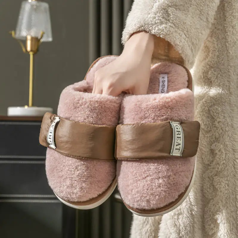 Indoor Home Slipper Plus Velvet Warm Couple Bedroom Cotton Shoes