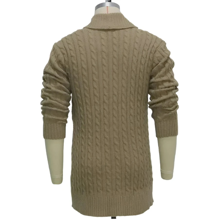 Knitting Slim Fit Cardigan British Style with Button Long Sleeve