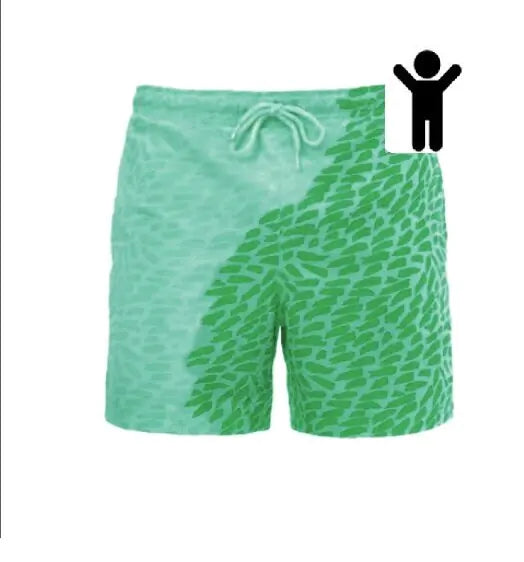 Children Encounter Water Change Color Beach Shorts Swim Trunks