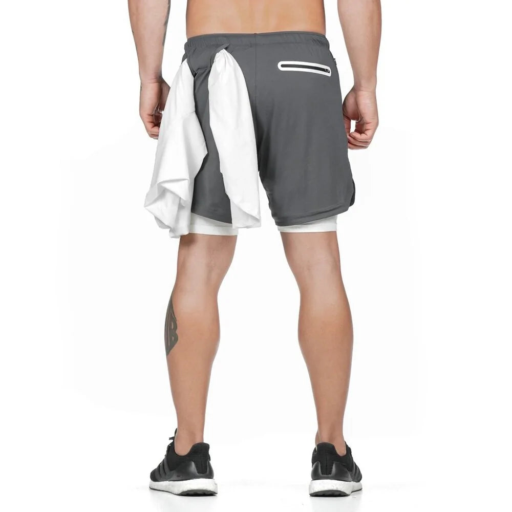 2 in 1 Running Shorts with Built-in Pocket Lining