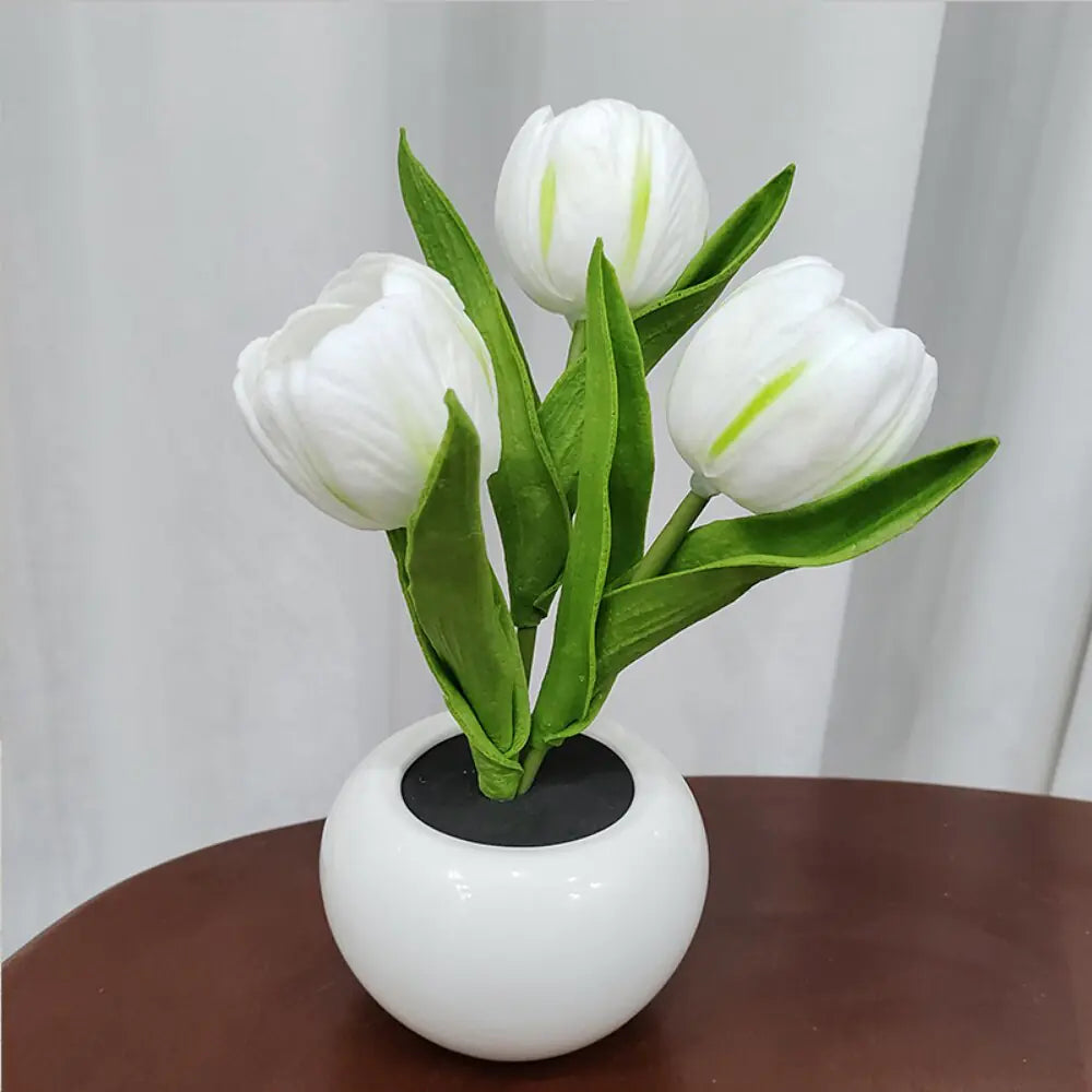 LED Simulation Tulip Flower Pot Lamp Indoor Ambient Night Light Home Decoration