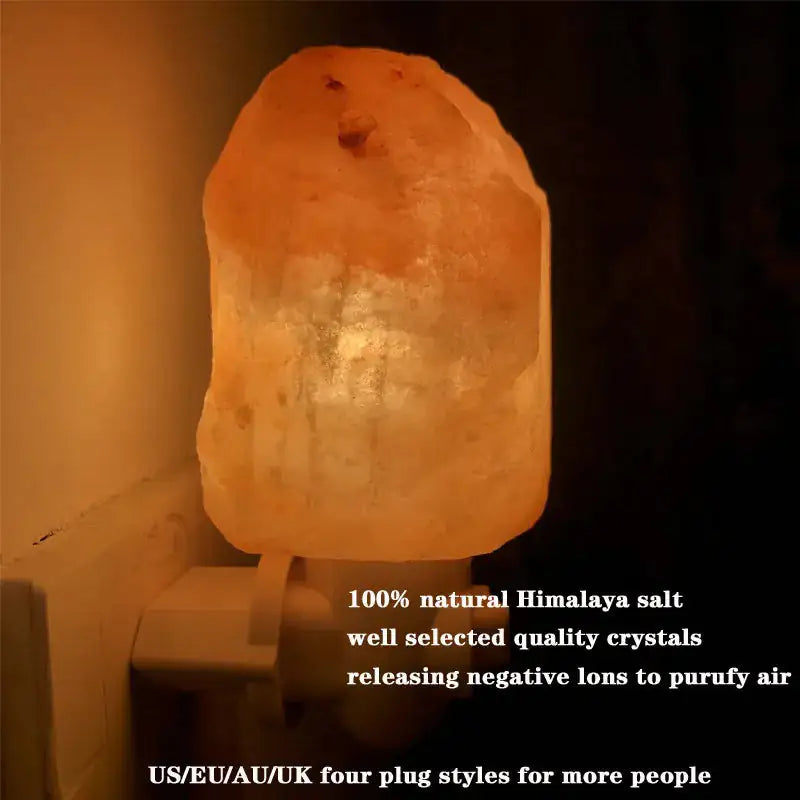 Himalayan Salt Lamp Natural Crystal Hand Carved Night Light Home Decor Air Purifying with Plug Release negative ions