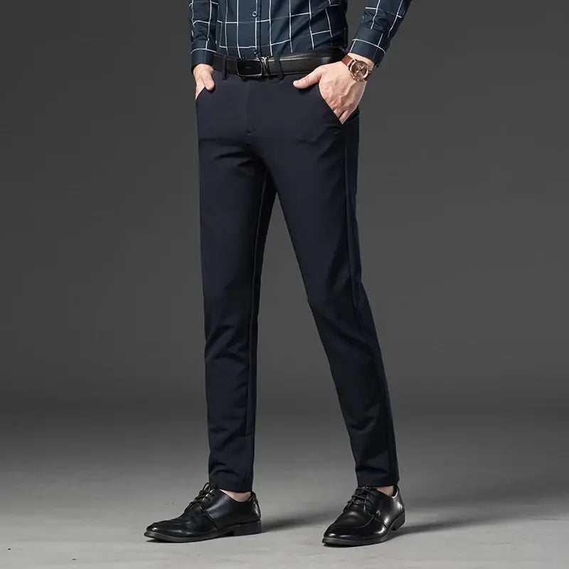 Men's New Business Casual Slim Long Pants Elasticity Trousers