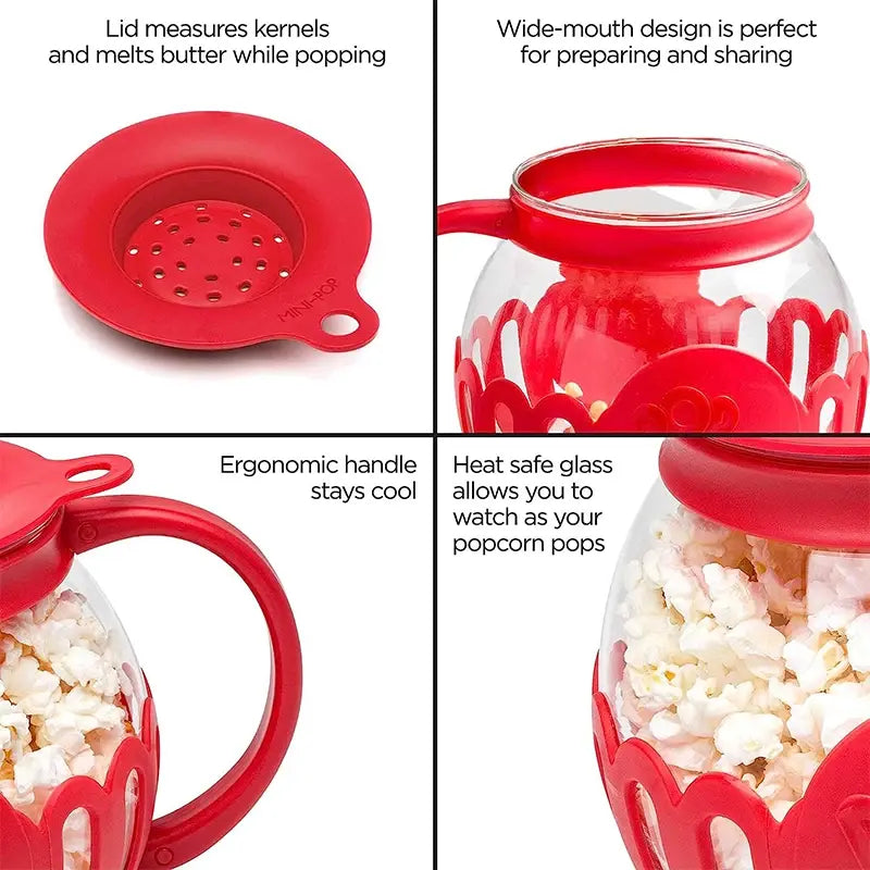 Microwave Glass Popcorn Popper With Silicone Lid