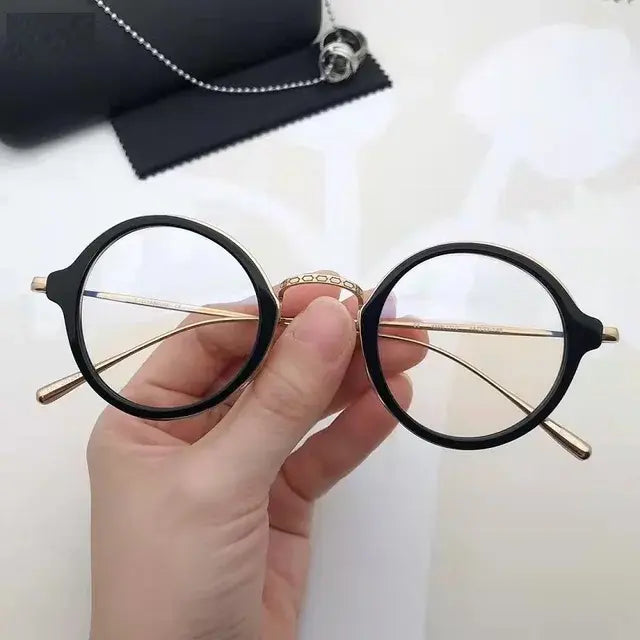 Japanese Handmade Pure Titanium Ultra Light Round Eyeglasses for Unisex