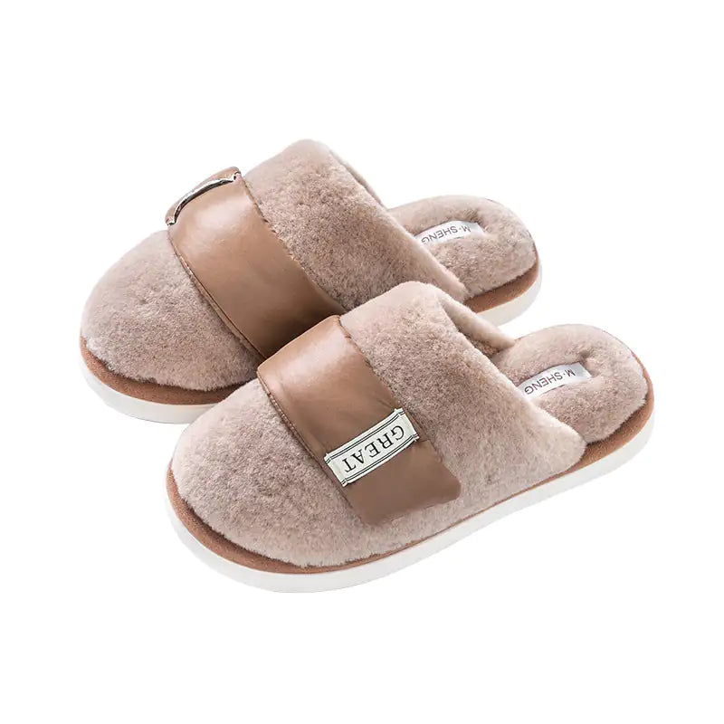 Indoor Home Slipper Plus Velvet Warm Couple Bedroom Cotton Shoes