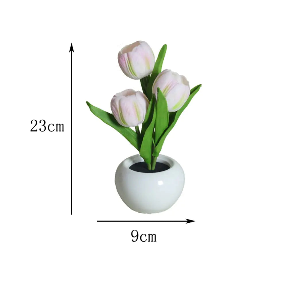 LED Simulation Tulip Flower Pot Lamp Indoor Ambient Night Light Home Decoration