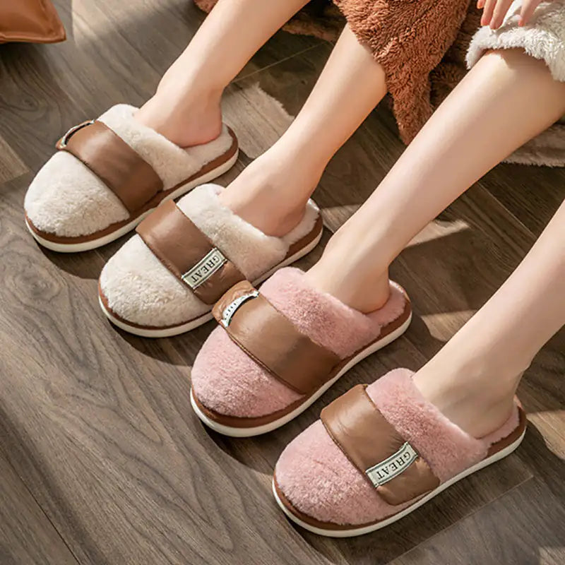 Indoor Home Slipper Plus Velvet Warm Couple Bedroom Cotton Shoes