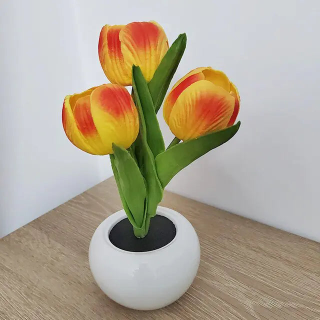 LED Simulation Tulip Flower Pot Lamp Indoor Ambient Night Light Home Decoration