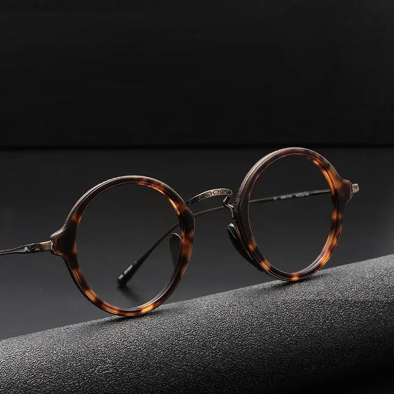 Japanese Handmade Pure Titanium Ultra Light Round Eyeglasses for Unisex