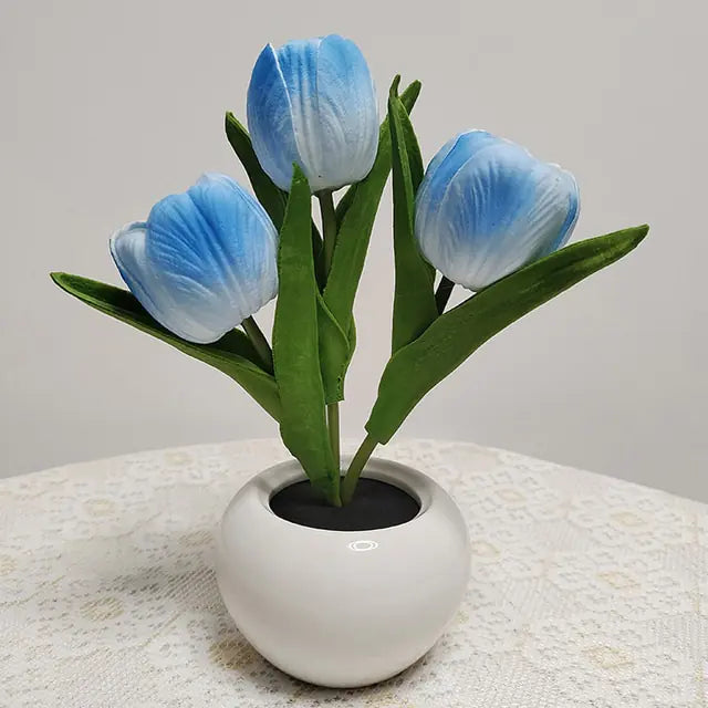 LED Simulation Tulip Flower Pot Lamp Indoor Ambient Night Light Home Decoration