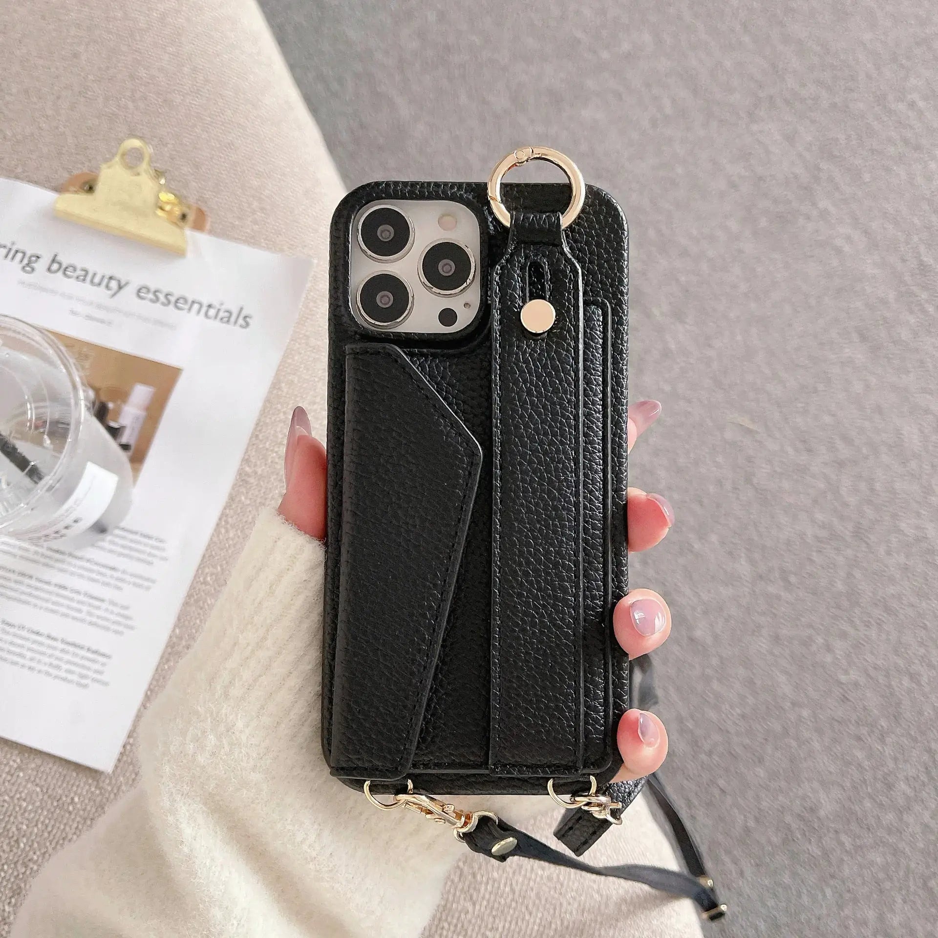 Wrist Strap Wallet Leather Cover