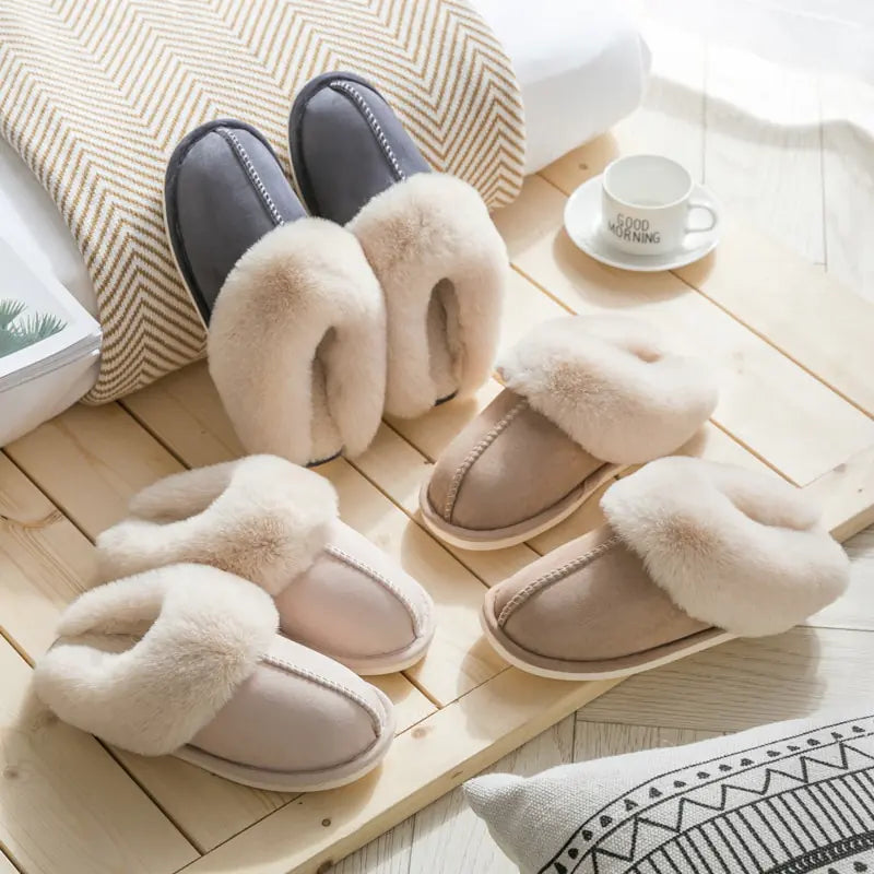 Winter Warm Home Fur Slippers Women