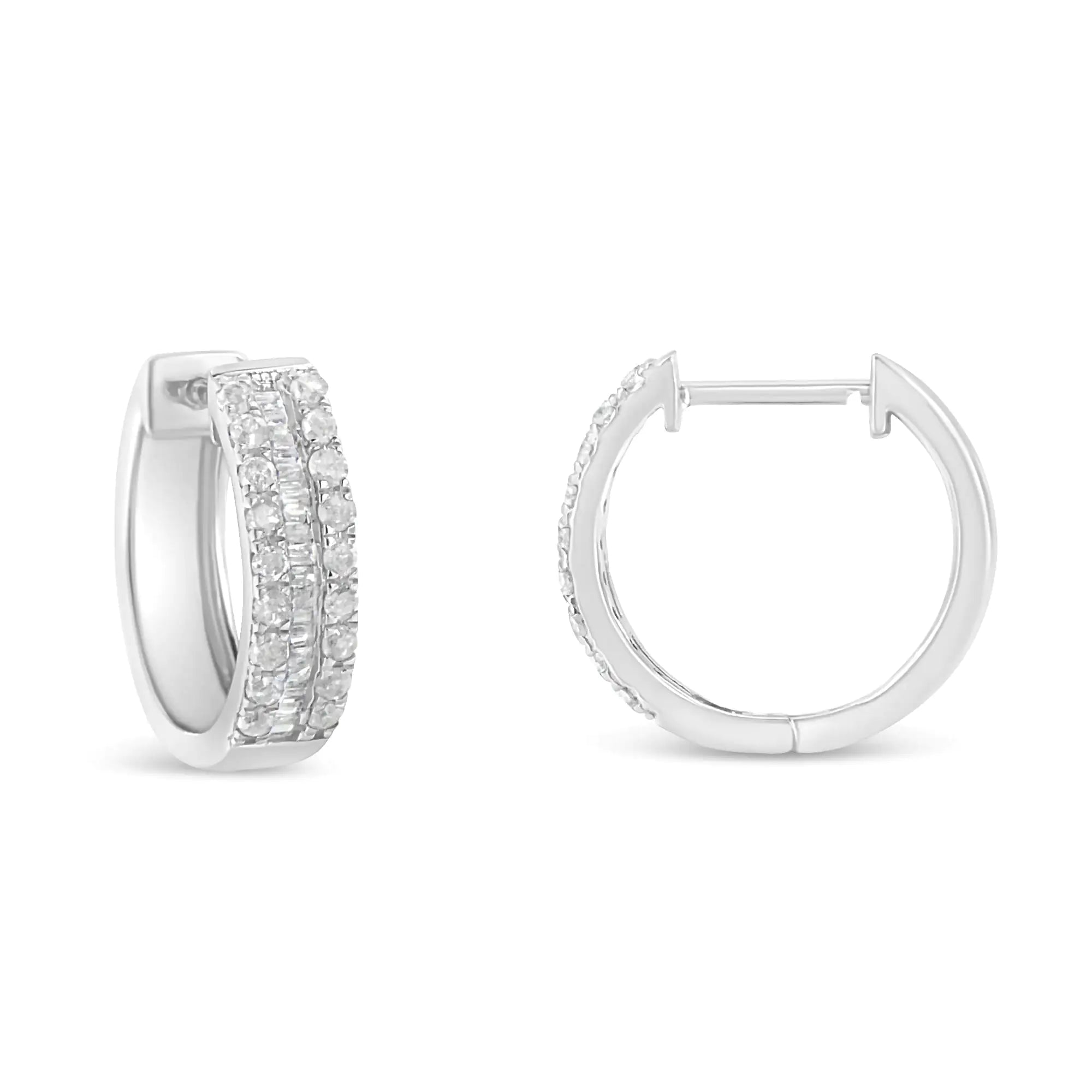 Sterling-Silver Diamond Hoop Earring (1/2 cttw, I-J Color, I2-I3 Clarity)