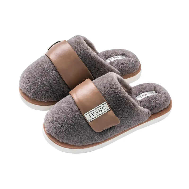 Indoor Home Slipper Plus Velvet Warm Couple Bedroom Cotton Shoes