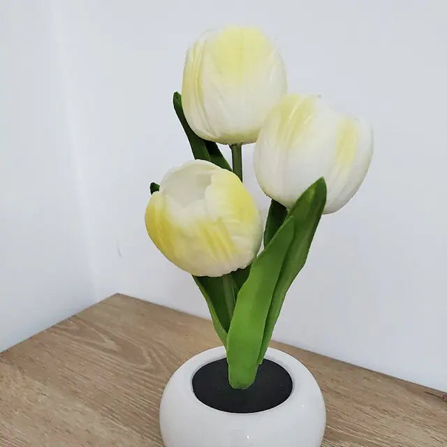 LED Simulation Tulip Flower Pot Lamp Indoor Ambient Night Light Home Decoration