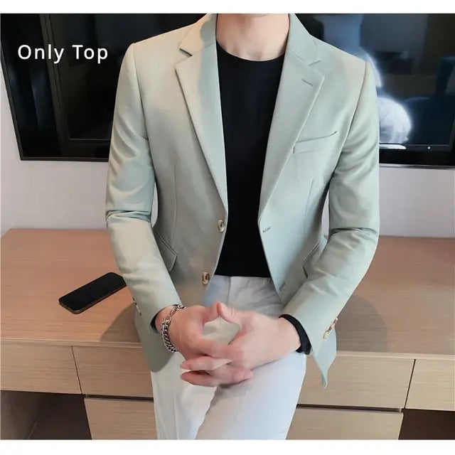 Men's Business Casual Blazer Slim Fit Single Top Jacket