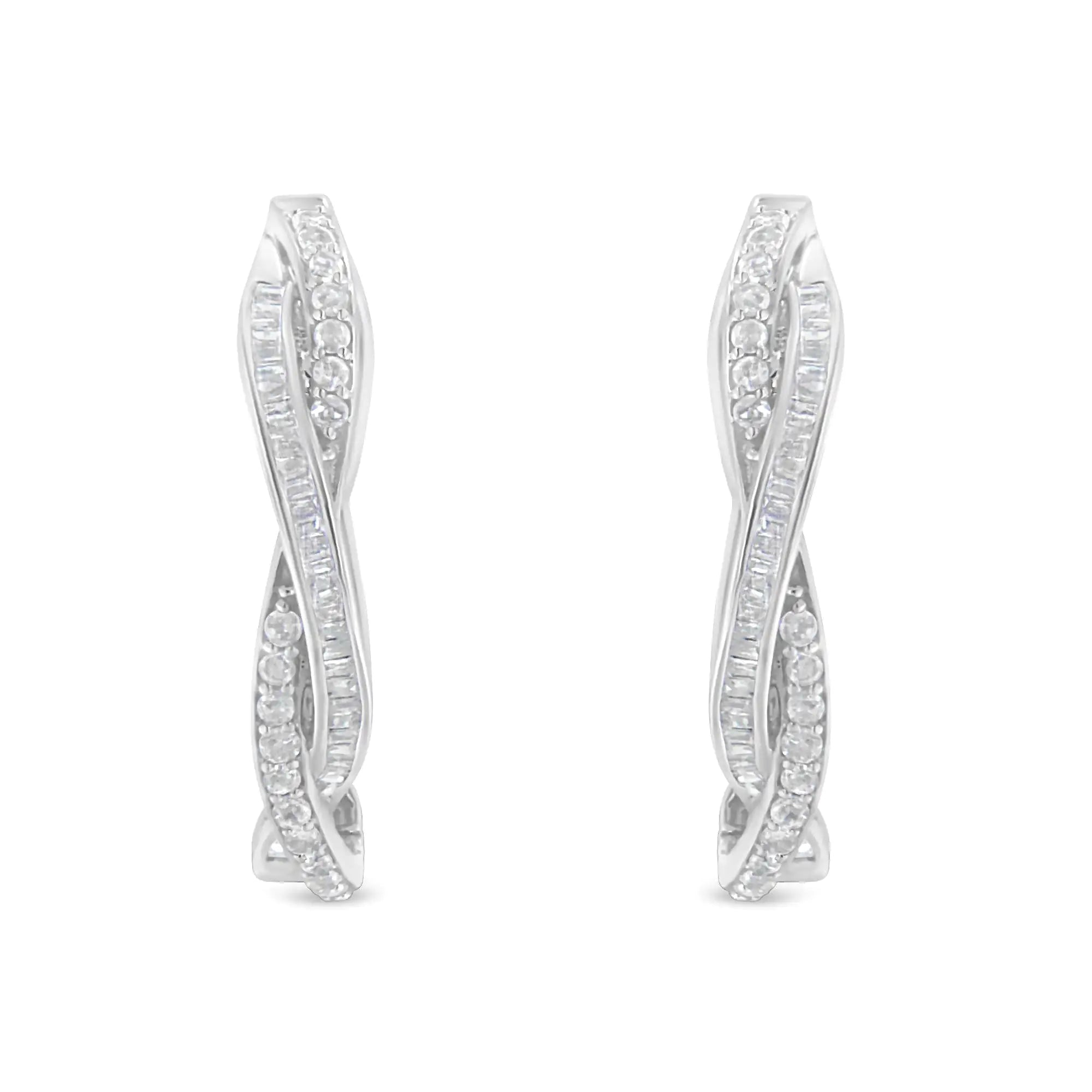 Sterling-Silver Diamond Hoop Earring (0.75 cttw, I-J Color, I2-I3 Clarity)