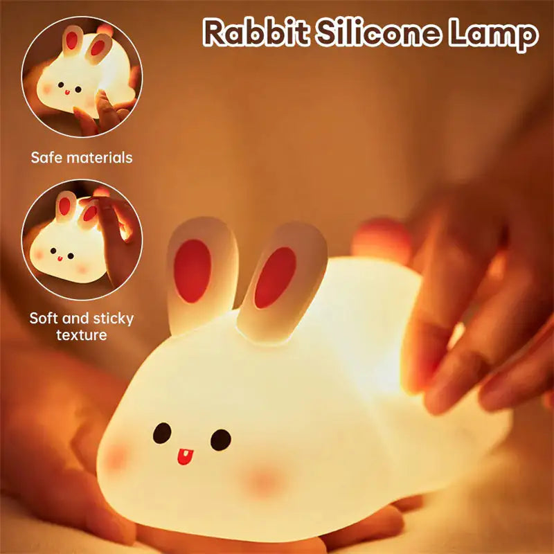 Kid's Nightlights Big Face Rabbit Silicone Night Light Christmas Gift Bedside Lamp