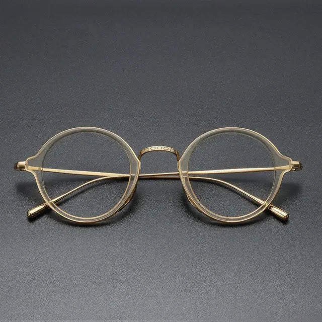 Japanese Handmade Pure Titanium Ultra Light Round Eyeglasses for Unisex