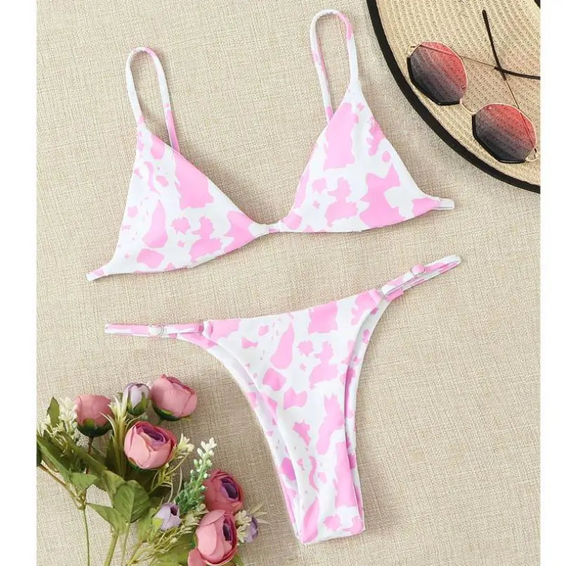 New Cow Print Swimsuit Women