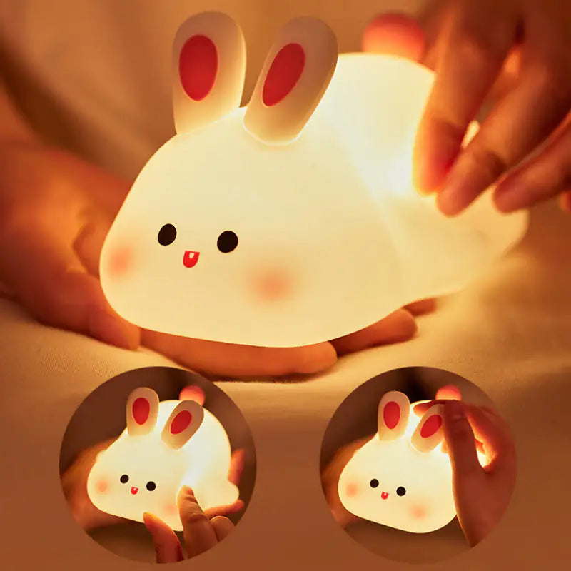 Kid's Nightlights Big Face Rabbit Silicone Night Light Christmas Gift Bedside Lamp