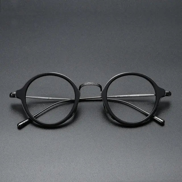 Japanese Handmade Pure Titanium Ultra Light Round Eyeglasses for Unisex