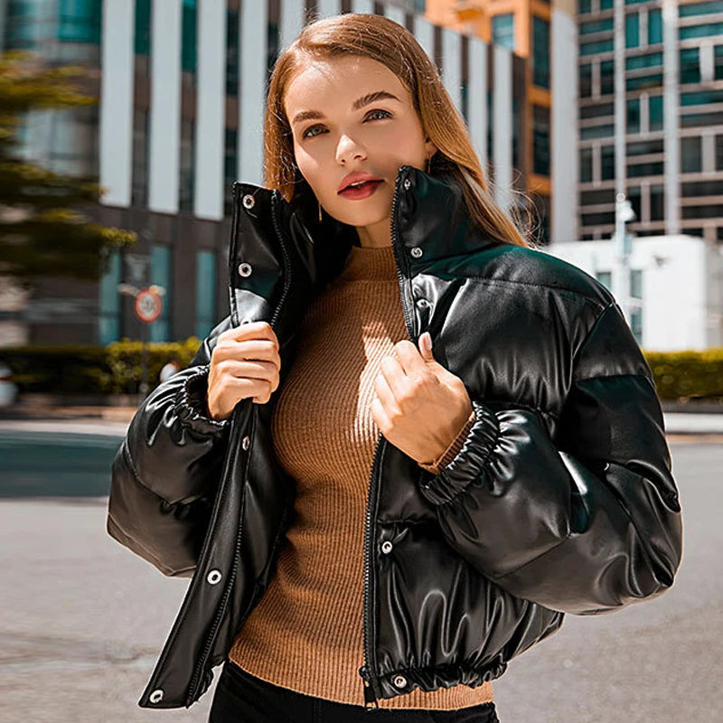 Winter Thick PU Leather Coats Women