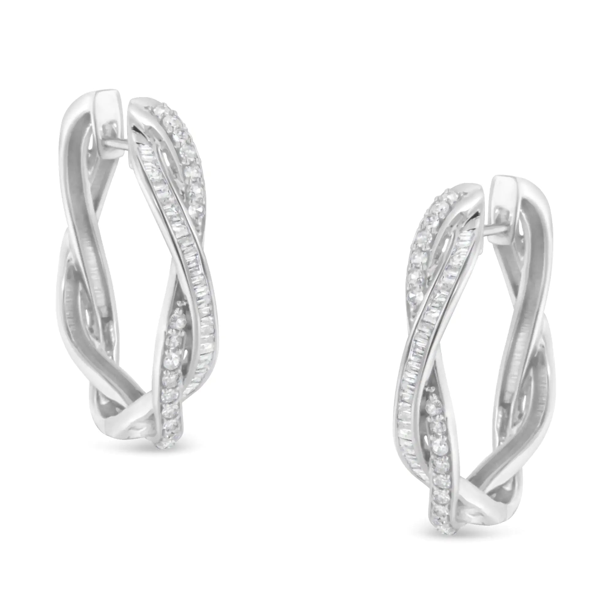 Sterling-Silver Diamond Hoop Earring (0.75 cttw, I-J Color, I2-I3 Clarity)