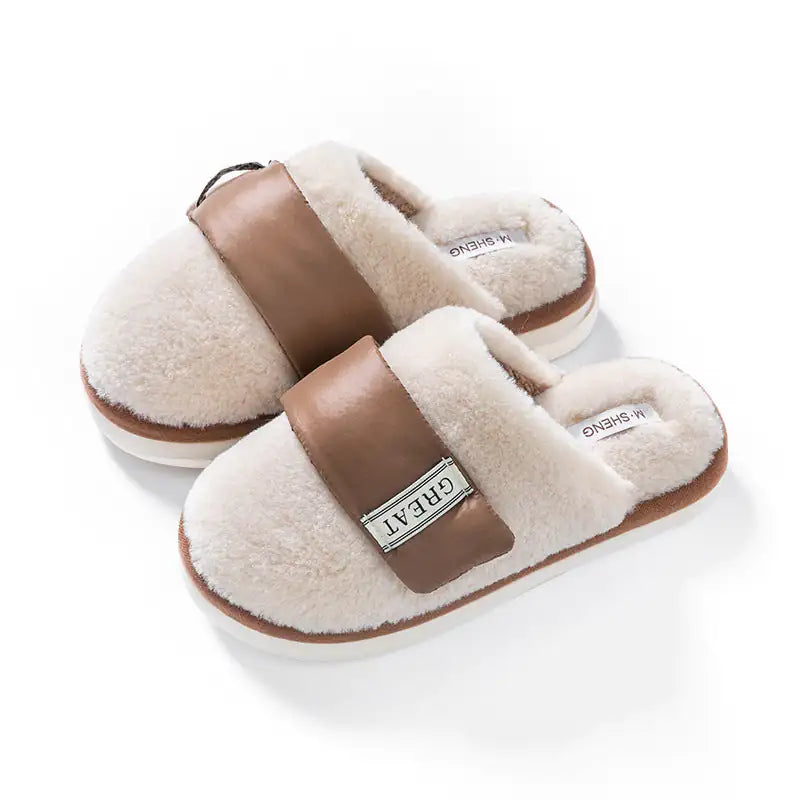 Indoor Home Slipper Plus Velvet Warm Couple Bedroom Cotton Shoes