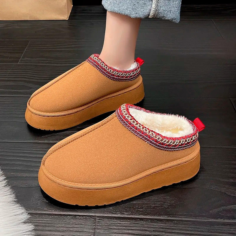 New Winter Retro Women Snow Warm Suede Leather