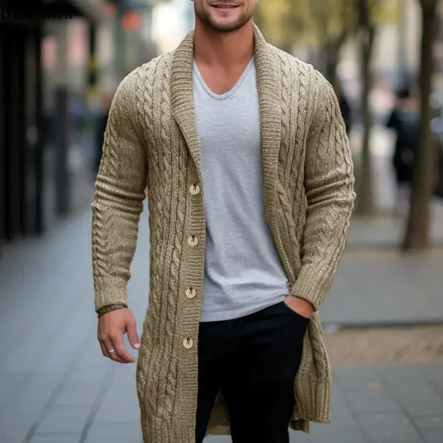 Knitting Slim Fit Cardigan British Style with Button Long Sleeve