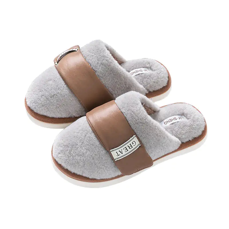 Indoor Home Slipper Plus Velvet Warm Couple Bedroom Cotton Shoes