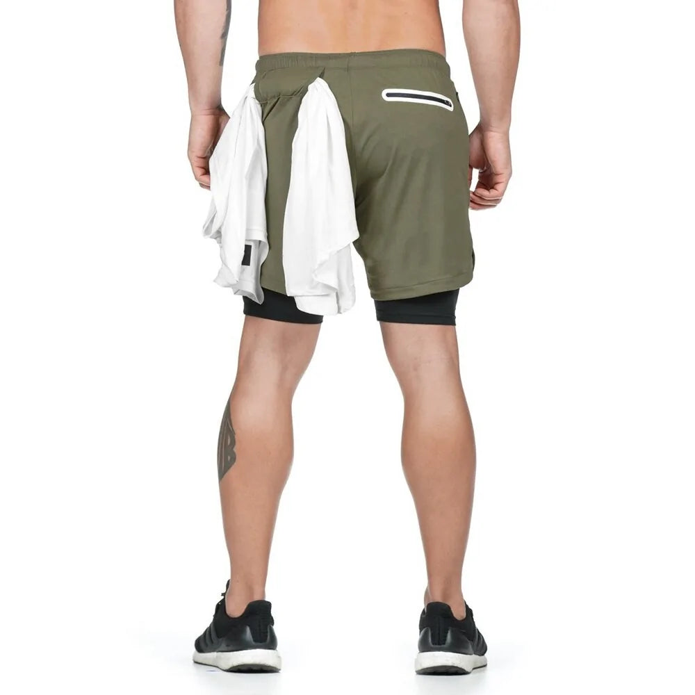 2 in 1 Running Shorts with Built-in Pocket Lining