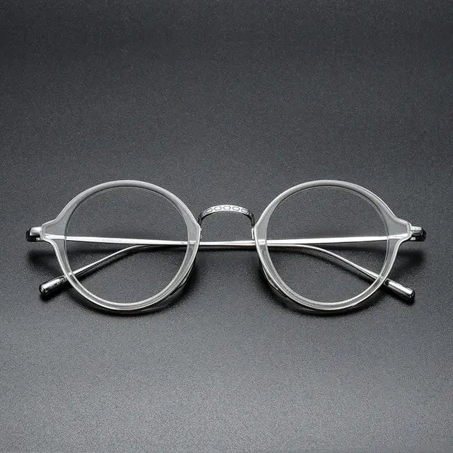 Japanese Handmade Pure Titanium Ultra Light Round Eyeglasses for Unisex