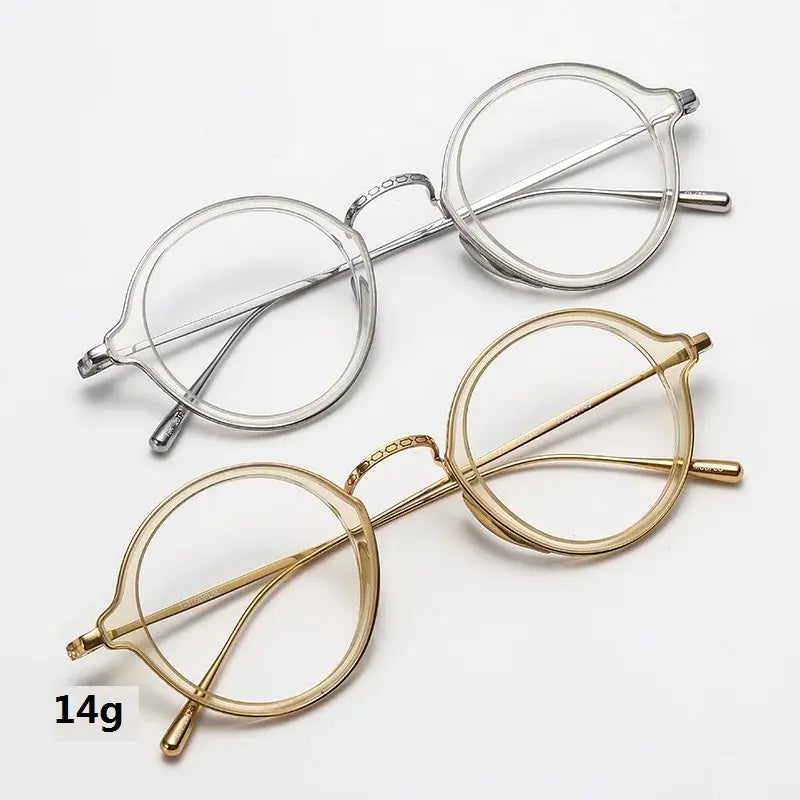 Japanese Handmade Pure Titanium Ultra Light Round Eyeglasses for Unisex