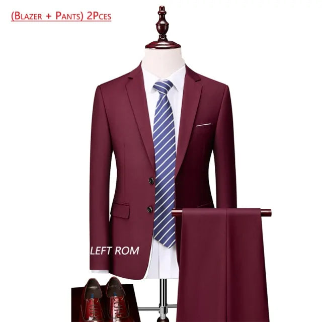 Pure Color Men's Business Suit