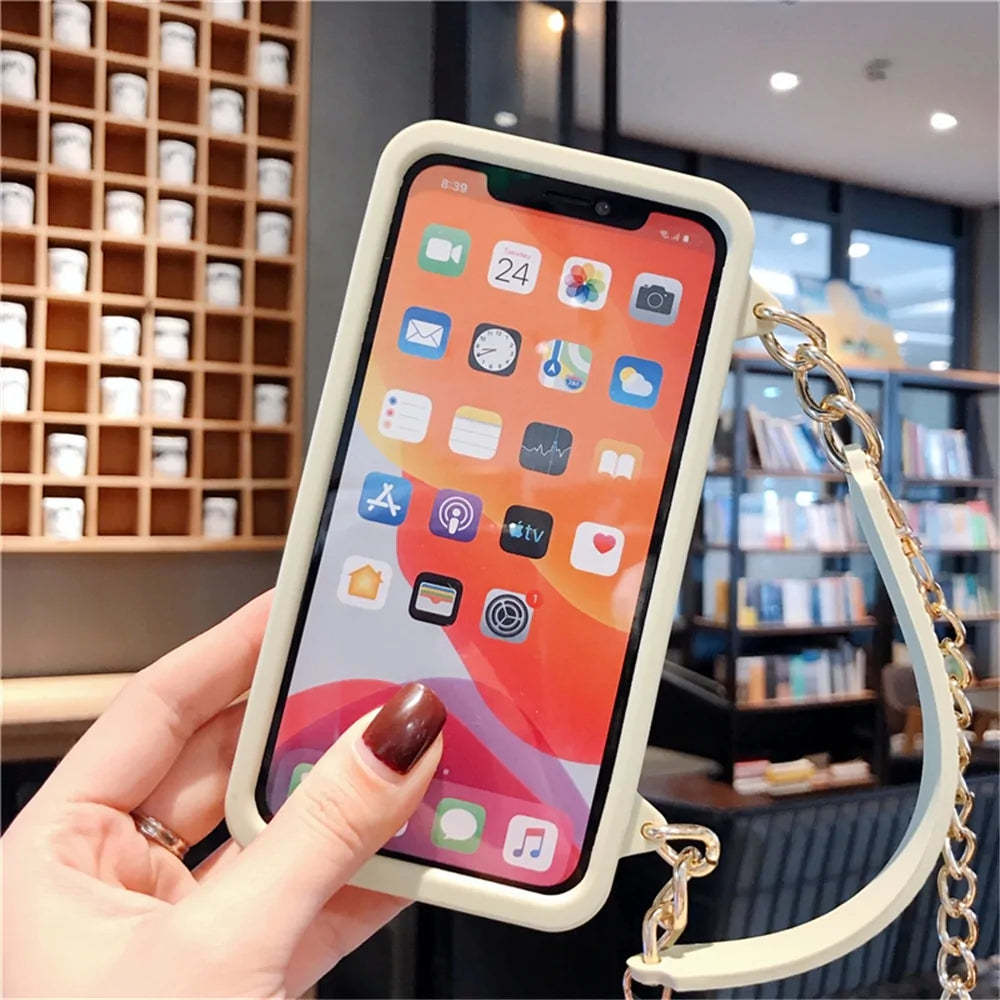 Chain Handbag Card Slot Wallet Case For iPhone