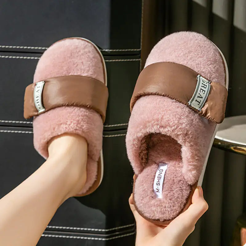 Indoor Home Slipper Plus Velvet Warm Couple Bedroom Cotton Shoes