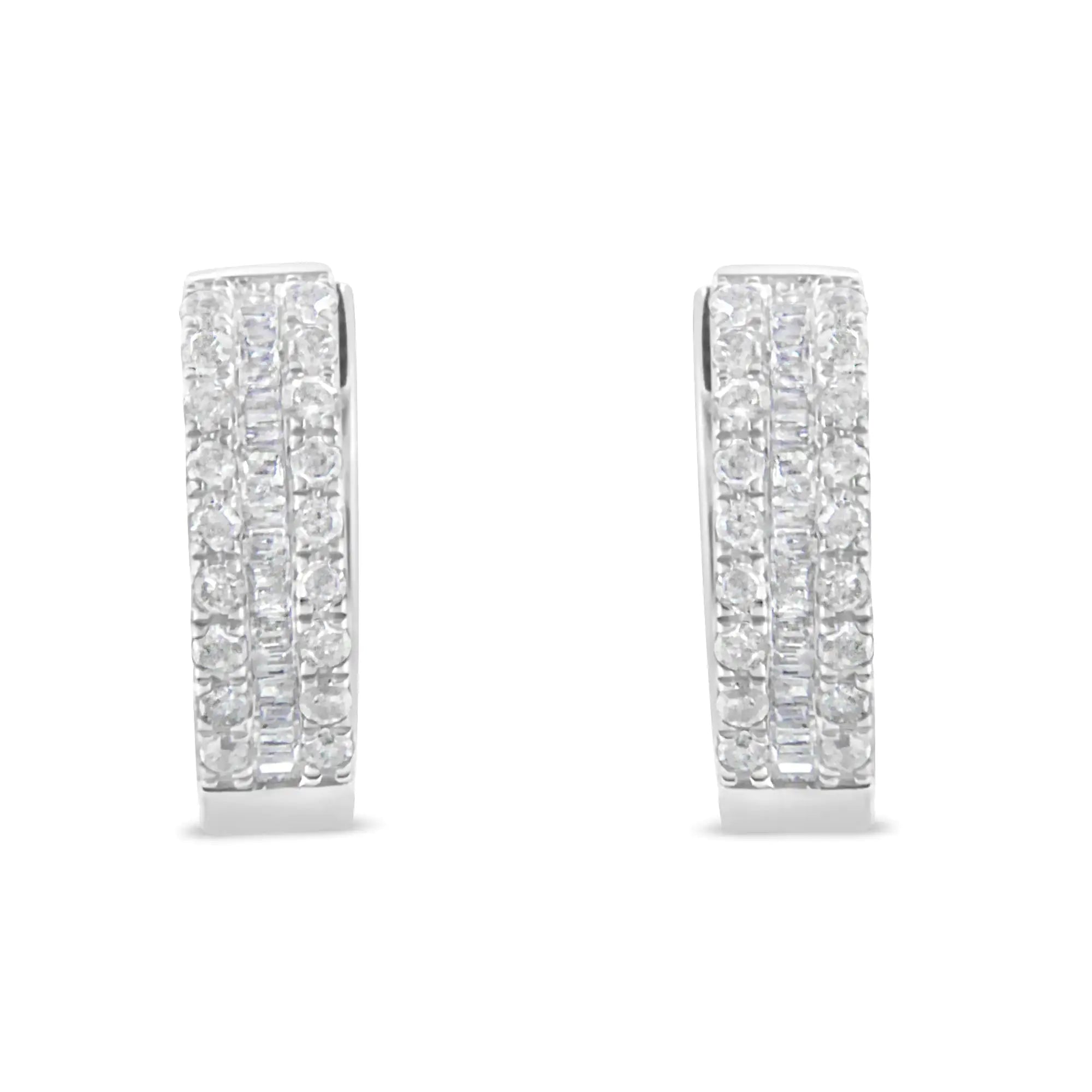 Sterling-Silver Diamond Hoop Earring (1/2 cttw, I-J Color, I2-I3 Clarity)