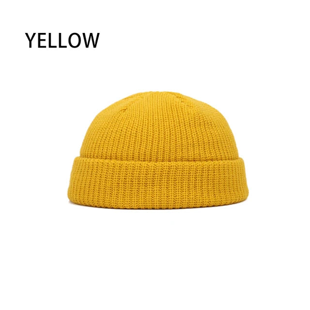 Unisex Solid Knitted Brimless Hat