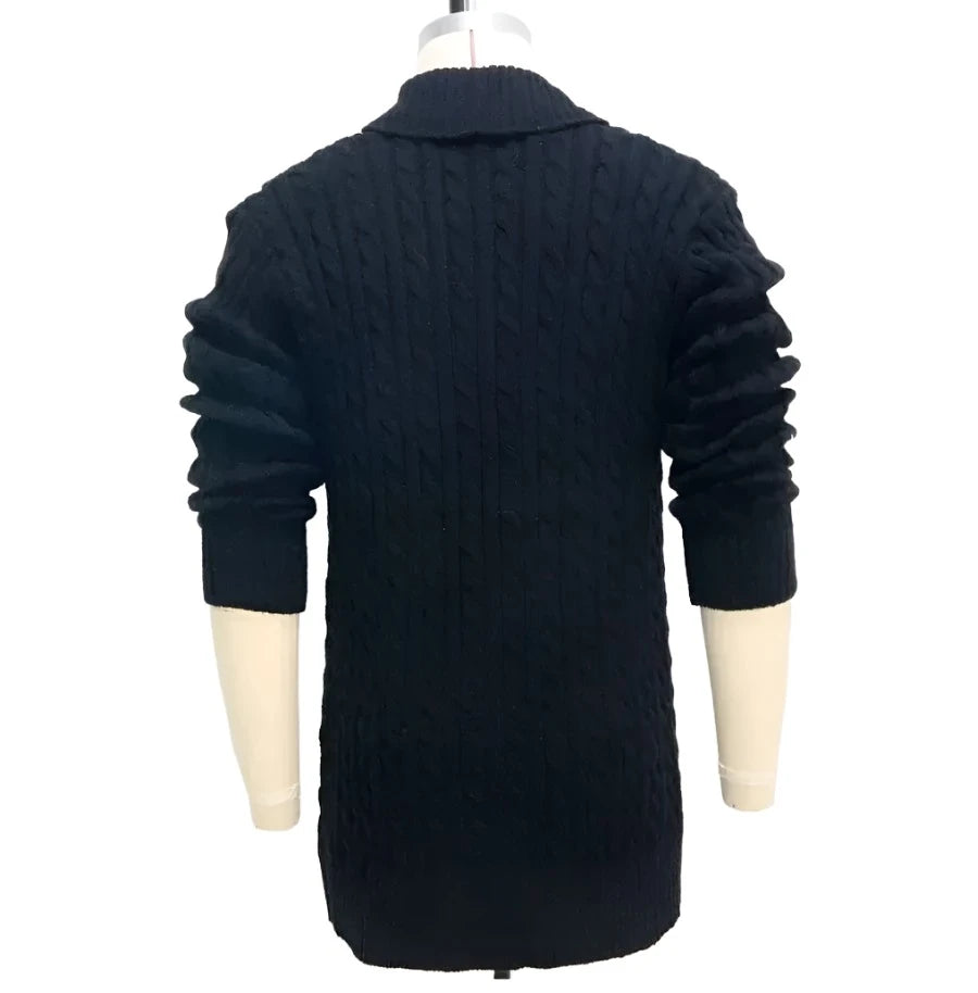 Knitting Slim Fit Cardigan British Style with Button Long Sleeve